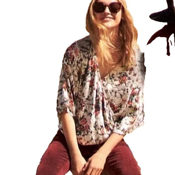 Maeve Tops - Anthropologie Maeve Umi Burnout Wrap Top Blouse Women Size L Floral